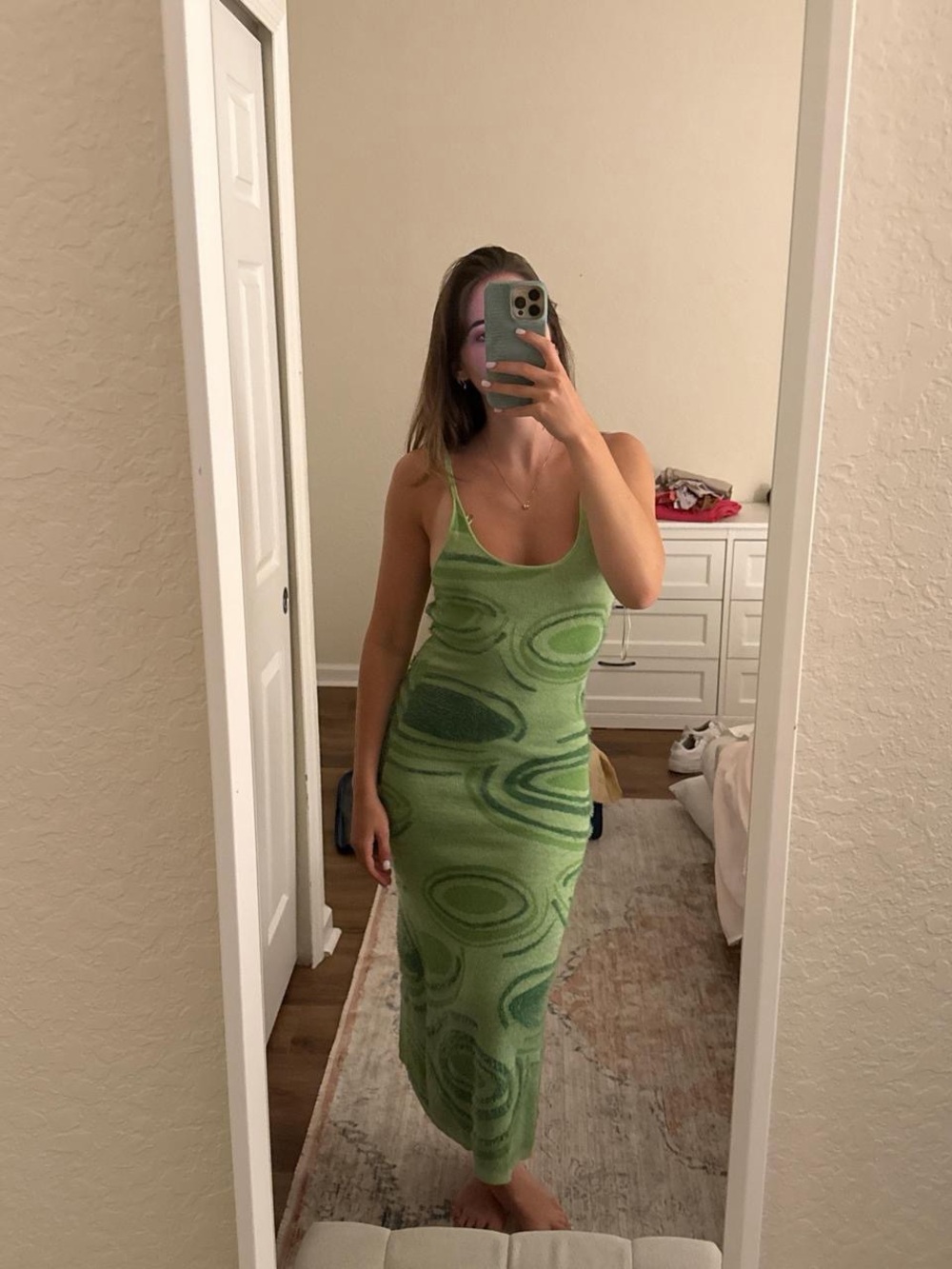 House of Sunny Green Swirl Knit Maxi Dress